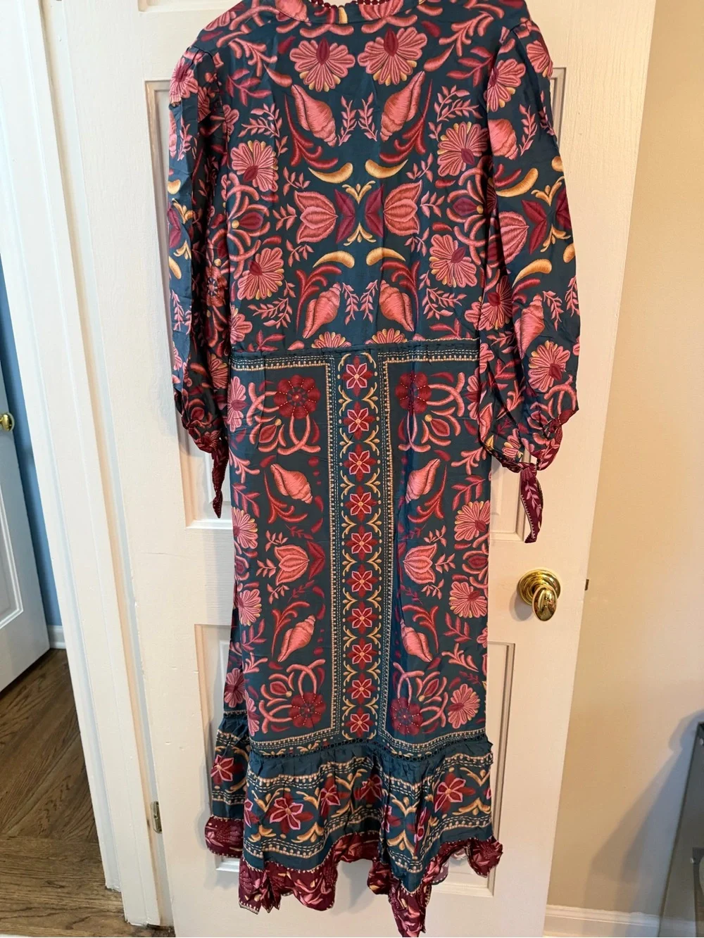 NWT FARM Rio Navy Pink Floral Boho Midi Dress Size Medium - Picture 6 of 8